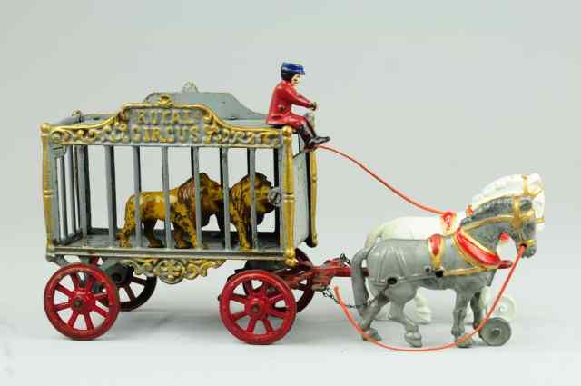 Appraisal: HUBLEY ROYAL CIRCUS LION CAGE WAGON Cast iron painted in