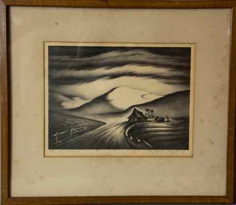 Appraisal: SAUL RABINO AMERICAN - LONELY ROAD Lithograph x in Framed