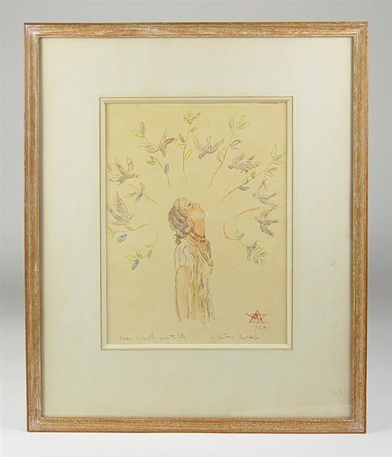 Appraisal: Bourdelle Antoine - Watercolor Fanny Camille Pour ta Fete Young