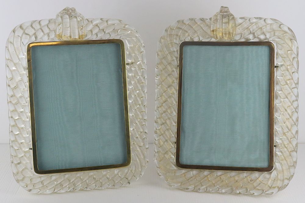 Appraisal: Pair of Murano Glass Easel Back Frames Pair of Murano