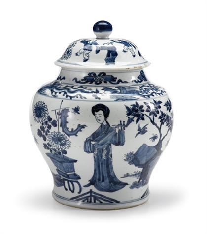 Appraisal: Chinese blue and white covered jar four character kangxi mark