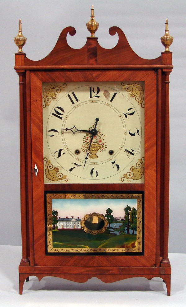 Appraisal: Circa mahogany case with hour wood works movement and wood