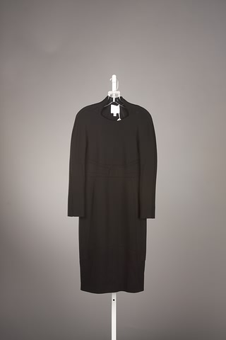 Appraisal: CHADO black wool dress with piping at empire Size Good