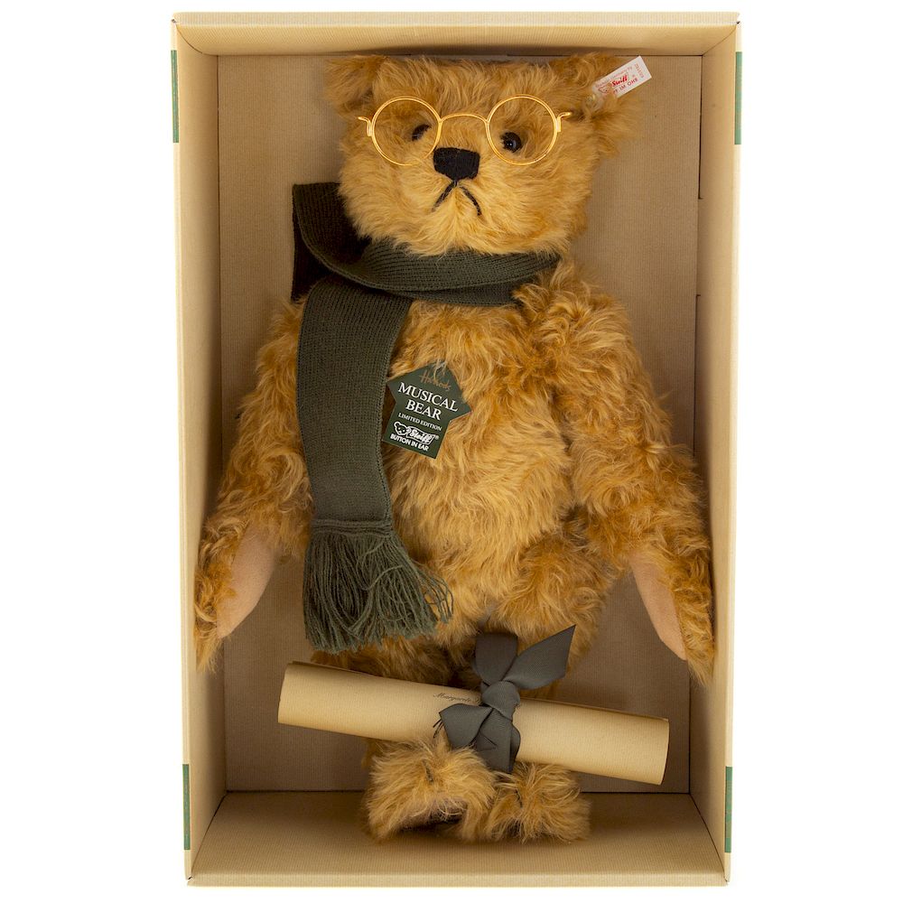 Appraisal: Steiff College Bear New in box with music box bear