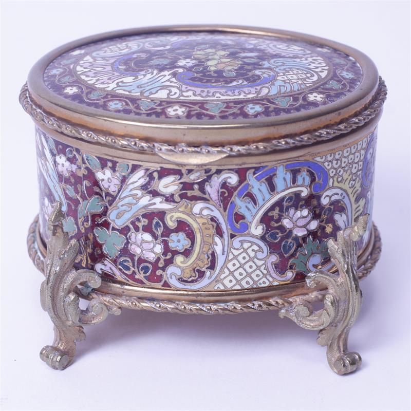 Appraisal: French Decorated Porcelain Jewelry Box with ormolu mounts and raised