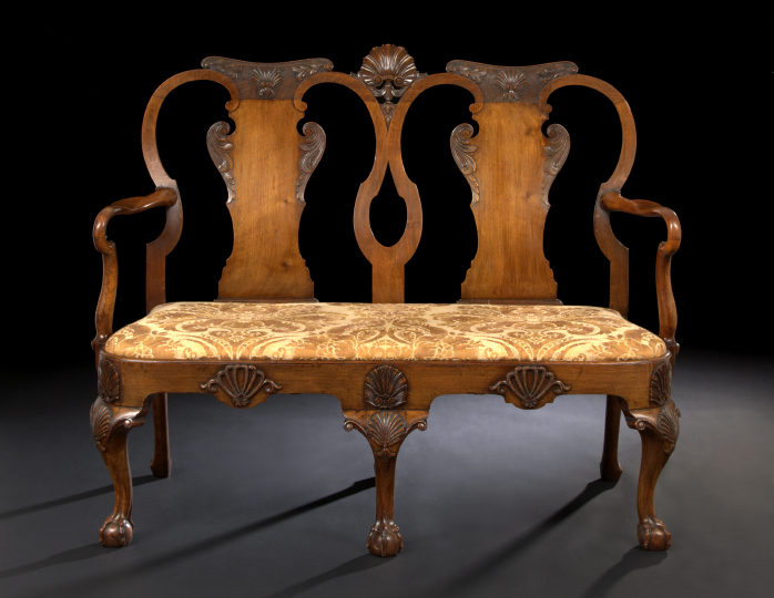 Appraisal: George II-Style Mahogany Settee early th century the double chair-back