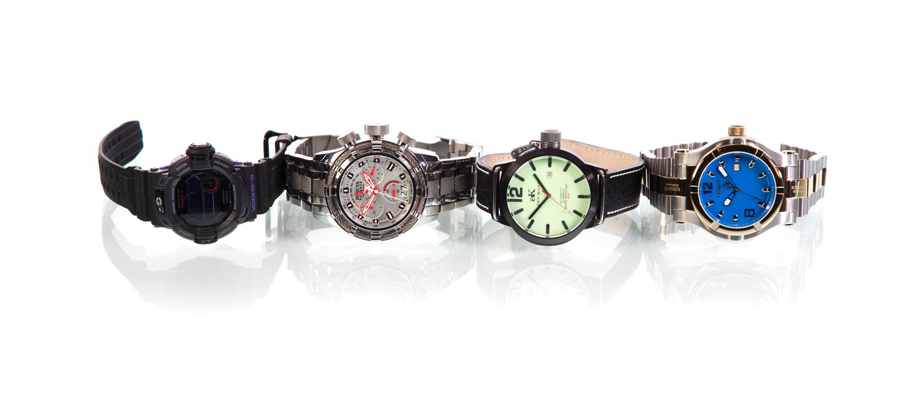 Appraisal: GROUP OF FOUR MEN'S WRISTWATCHES WITH CARRYING CASE th century