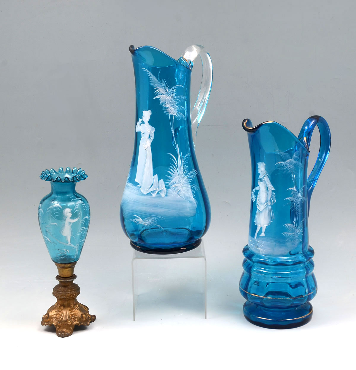 Appraisal: PC MARY GREGORY BLUE GLASS COLLECTION Comprising - Blue handled