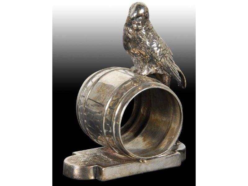 Appraisal: Parrakeet on Barrel Figural Napkin Ring Description Marked Simpson Hall