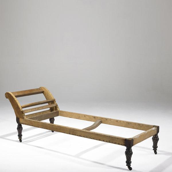 Appraisal: ENGLISH REGENCY CHAISE FRAME With carved mahogany legs th C