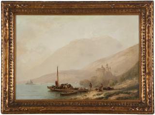 Appraisal: Alfred Edouard Agenor Bylandt Docked boat and figures with a