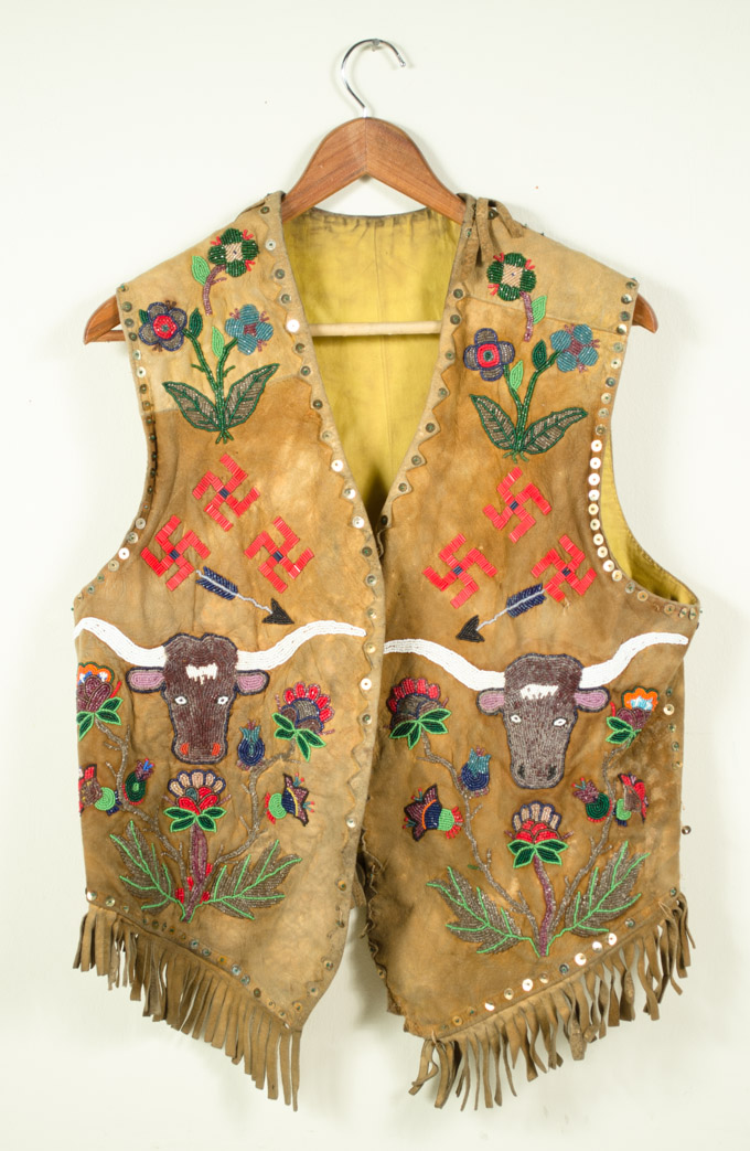 Appraisal: NATIVE AMERICAN BEADED BUCKSKIN VEST WITH RELATED HISTORIC OREGONIAN NEWSPAPER