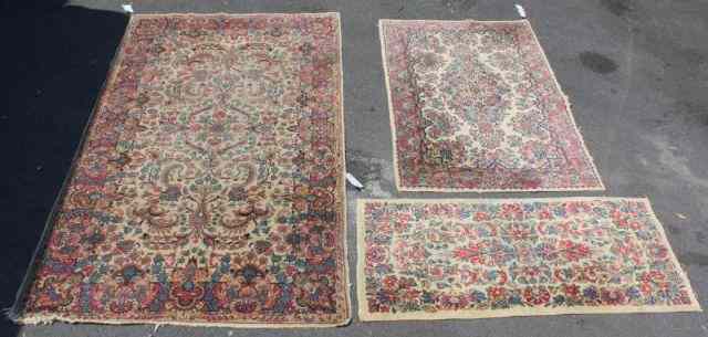 Appraisal: Antique Kirman Persian Carpet Lot Includes a scatter carpet measuring