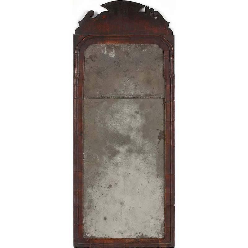 Appraisal: George II Looking Glass mid th century mahogany veneered molded