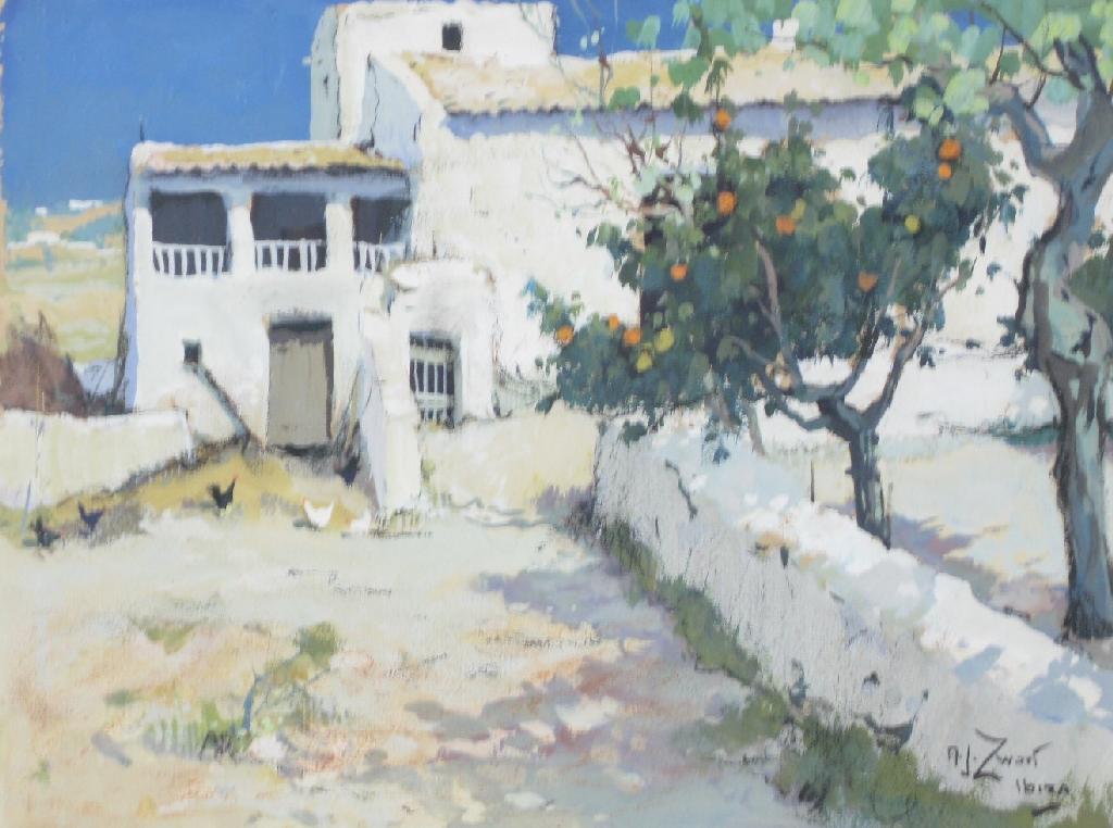 Appraisal: ADRIANUS JOHANNES ZWART - Ibiza signed and inscribed 'A J