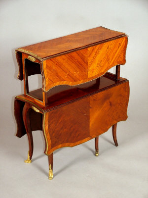 Appraisal: A kingwood and rosewood two-tier dropleaf etagere late th century