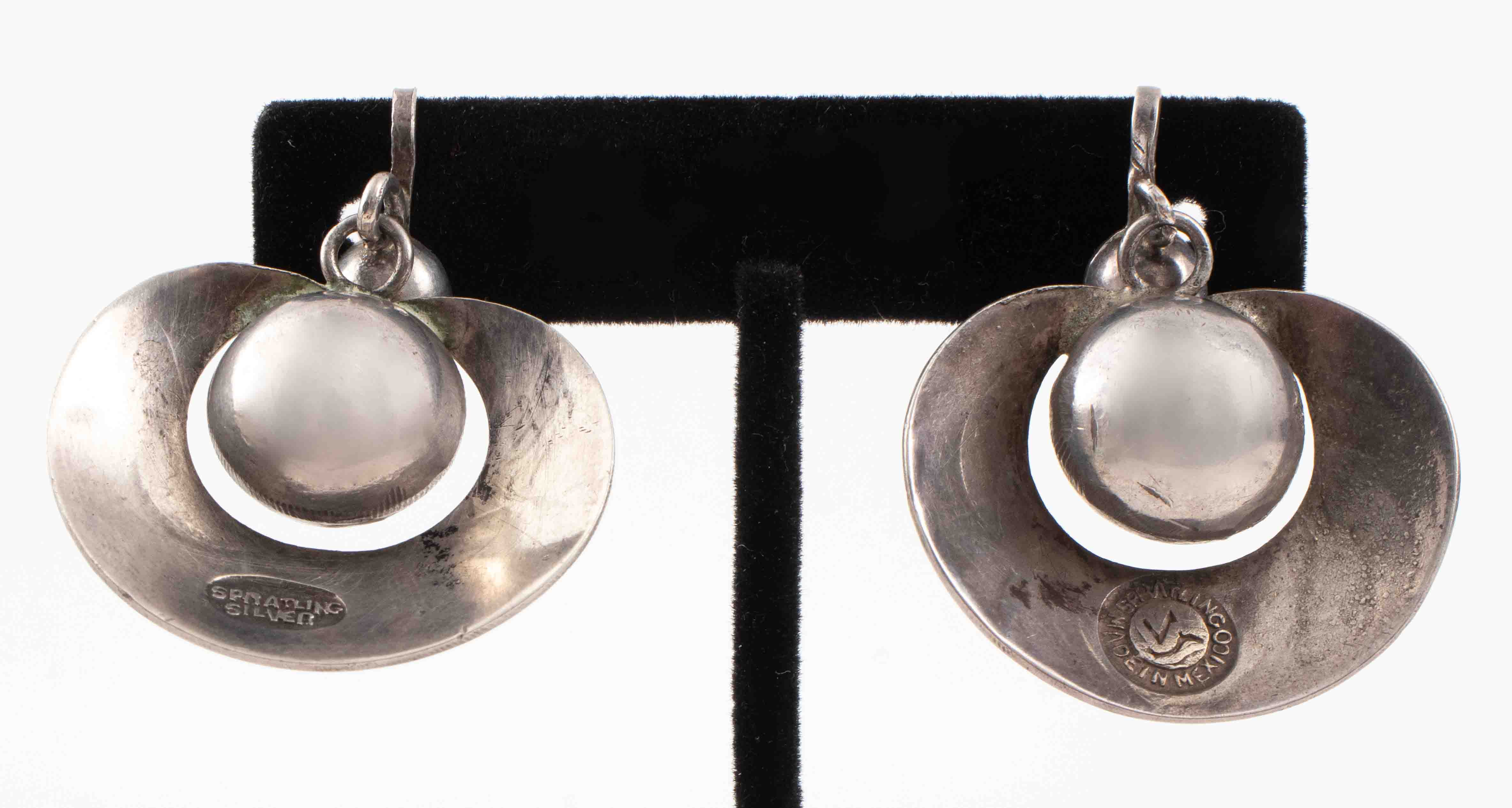 Appraisal: WILLIAM SPRATLING TAXCO SILVER DROP EARRINGS Vintage William Spratling Taxco