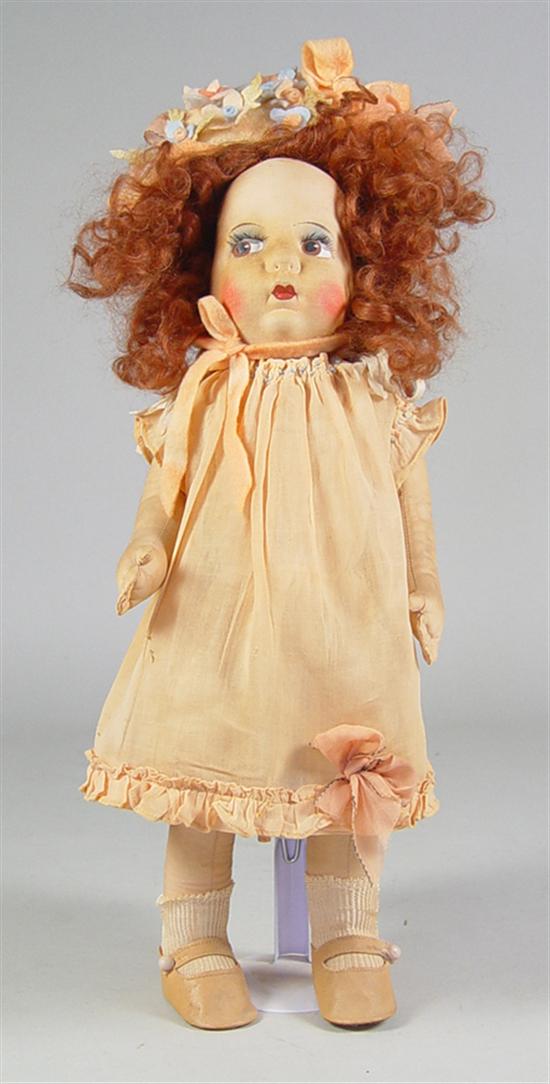 Appraisal: French Gre-Poir Lenci Type Doll Circa Brown side glancing eyes