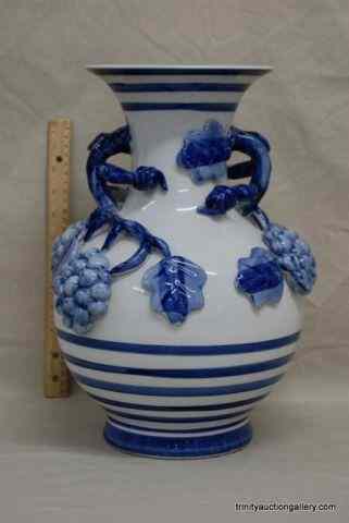 Appraisal: Large Ceramic Pottery Urn VaseHas applied Grapes and Leaves design