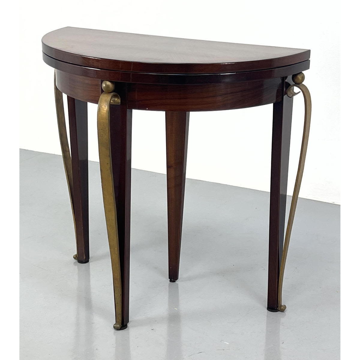 Appraisal: French Deco Polished Rosewood Demi Lune Game Table Flip Top