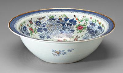 Appraisal: Chinese export Fitzhugh basin clobbered underglaze blue with added gilt