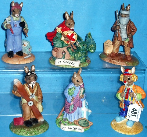 Appraisal: Royal Doulton Bunnykins Figures Plumber DB Pilot DB Saint George