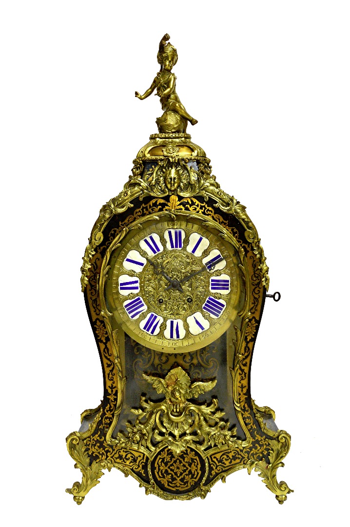 Appraisal: A th century French boulle bracket clock with figural surmount