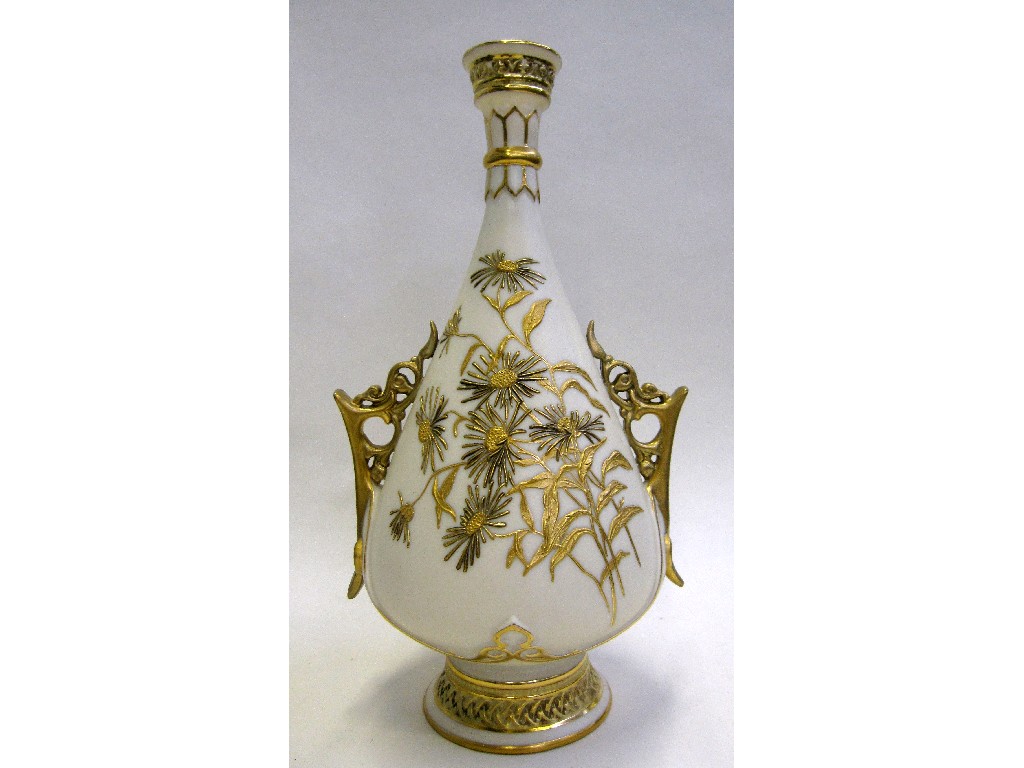 Appraisal: Royal Worcester vase with gilt scrolling handles and relief decorated