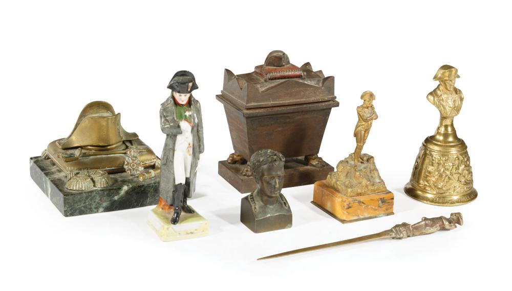 Appraisal: Five Antique Napoleon Desk Objects incl a bronze tomb encrier