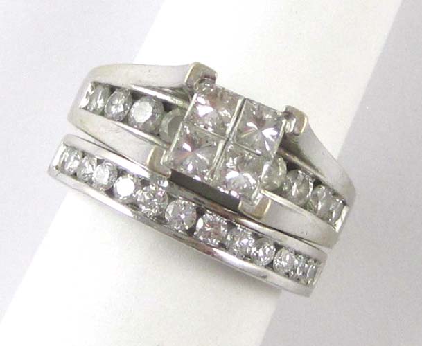 Appraisal: DIAMOND AND WHITE GOLD WEDDING SET including a wedding band