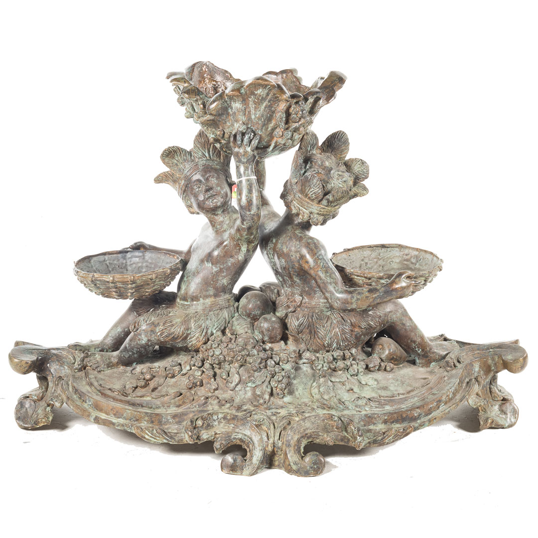 Appraisal: Cast bronze fountain Allegory of the New World fruit laden