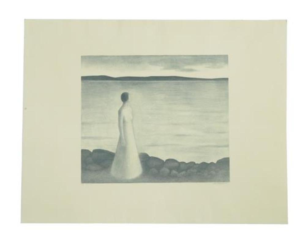 Appraisal: Lilla Hellesen Norwegian - Lys Natt lithograph depicts woman looking