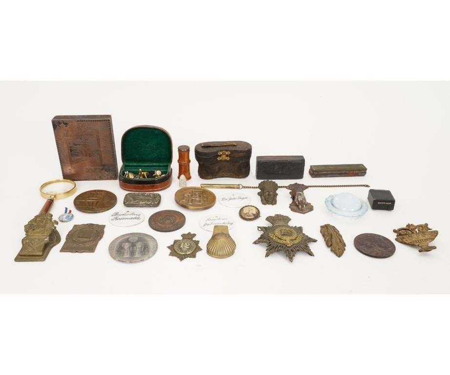 Appraisal: Miscellaneous grouping to include bronze medallions including Guttenberg and Franklin