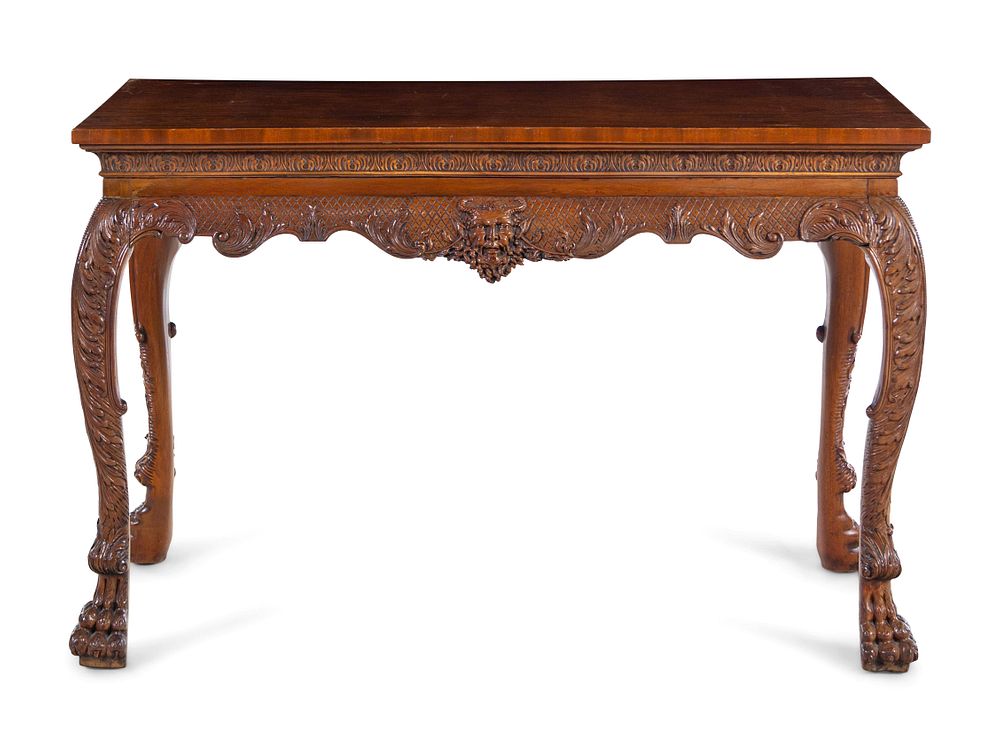 Appraisal: An Irish George III Style Carved Mahogany Console Table An