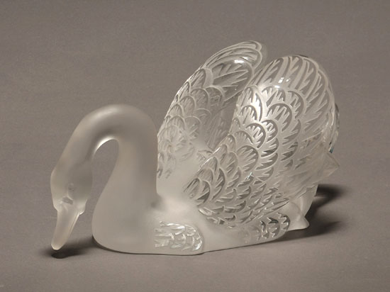 Appraisal: Lalique Molded and Frosted Glass Figure of a Swan th