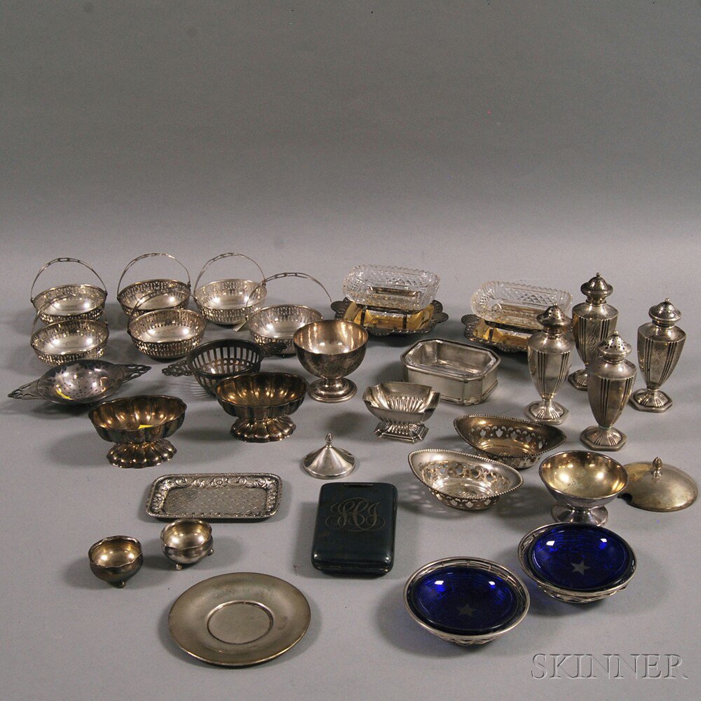 Appraisal: Collection of Small Sterling Silver and Silver-plated Tableware including salt