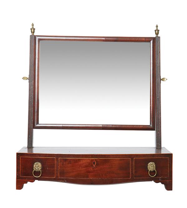 Appraisal: A GEORGE III MAHOGANY TOILET MIRROR CIRCA The rectangular plate