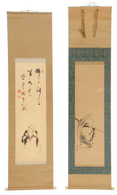 Appraisal: Two Japanese Scrolls Deities After Kano Tsunenobu late th early