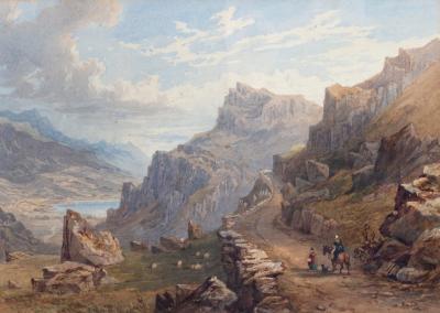 Appraisal: Maria Gastineau British - Llanberis Pass Snowdon with figures on