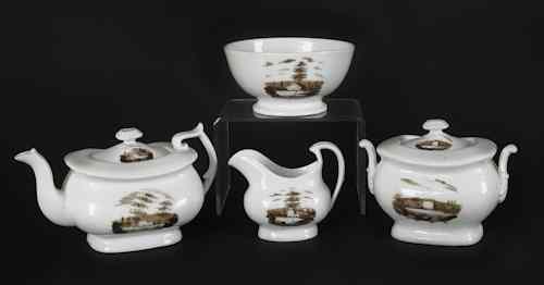 Appraisal: Philadelphia Tucker four-piece tea service ca with grisaille decoration to