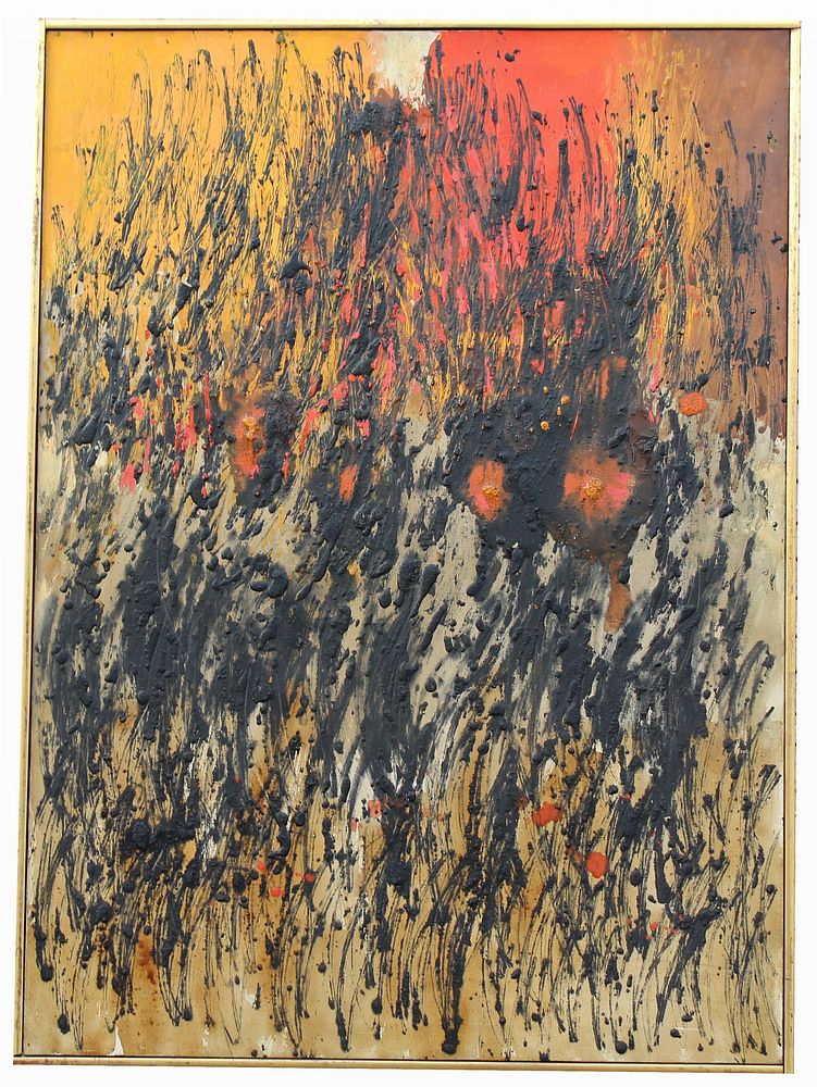 Appraisal: Large Abstract Expressionist Painting Signed Large Abstract Expressionist Painting Inscribed