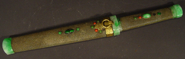 Appraisal: Japanese steel bladed dagger with shagreen handle and scabard with