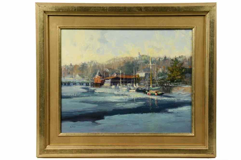 Appraisal: OIL ON CANVAS LAID TO PANEL - 'Harbor Ice Kennebunkport