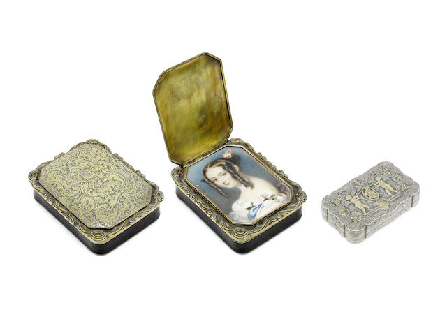 Appraisal: A th century silver gilt mounted box with concealed portrait