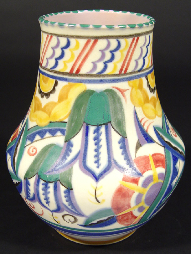 Appraisal: Poole Pottery vase hand painted with stylised flowers impressed factory