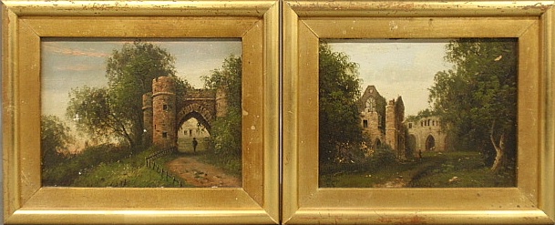 Appraisal: - Two small th c oil on panel paintings of