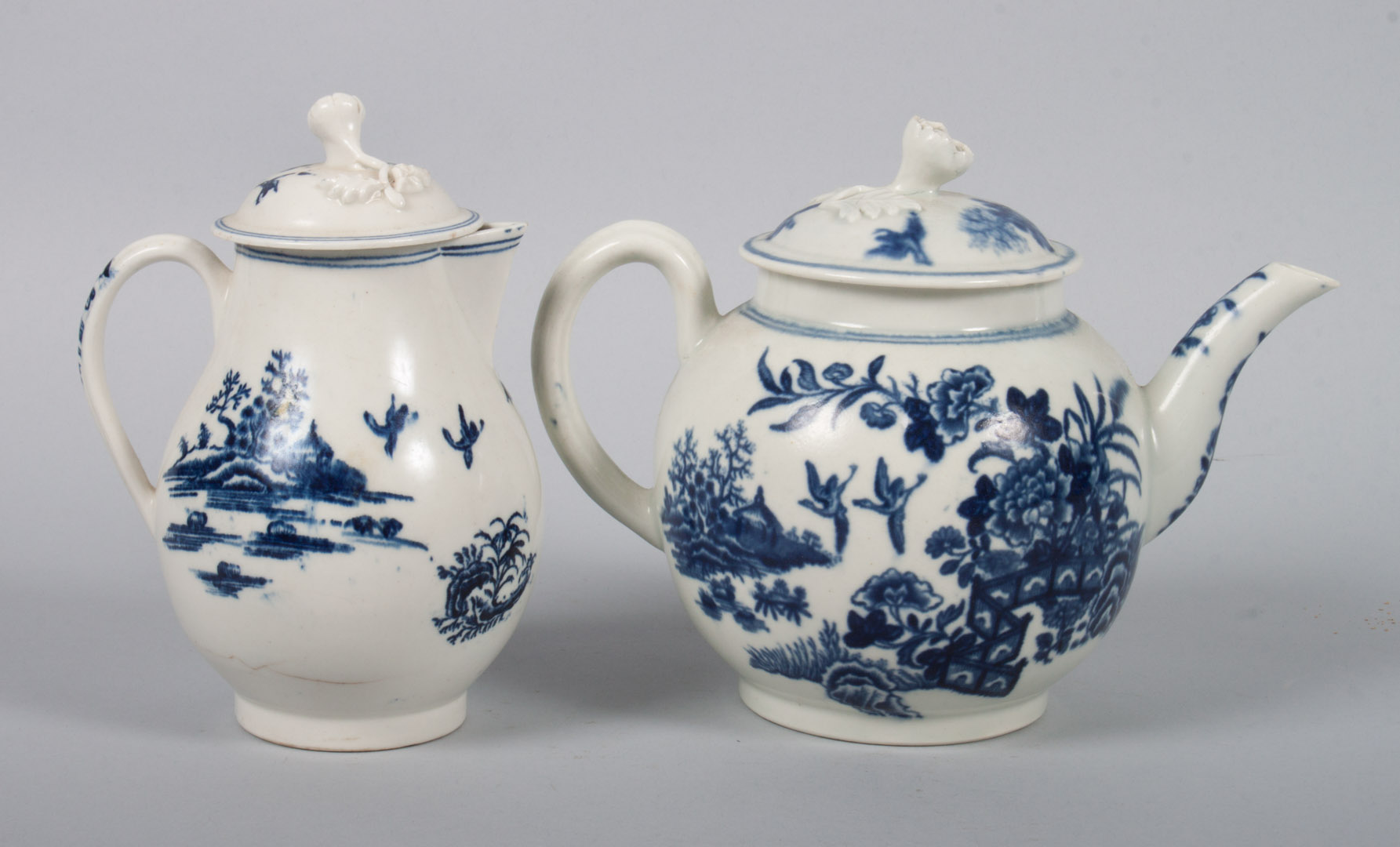 Appraisal: Worcester pearlware teapot and creamer Dr Wall circa globular teapot