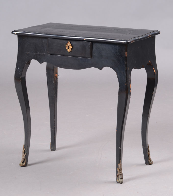 Appraisal: LOUIS XV PROVINCIAL EBONIZED SMALL LADY'S WRITING TABLE The serpentine-sided