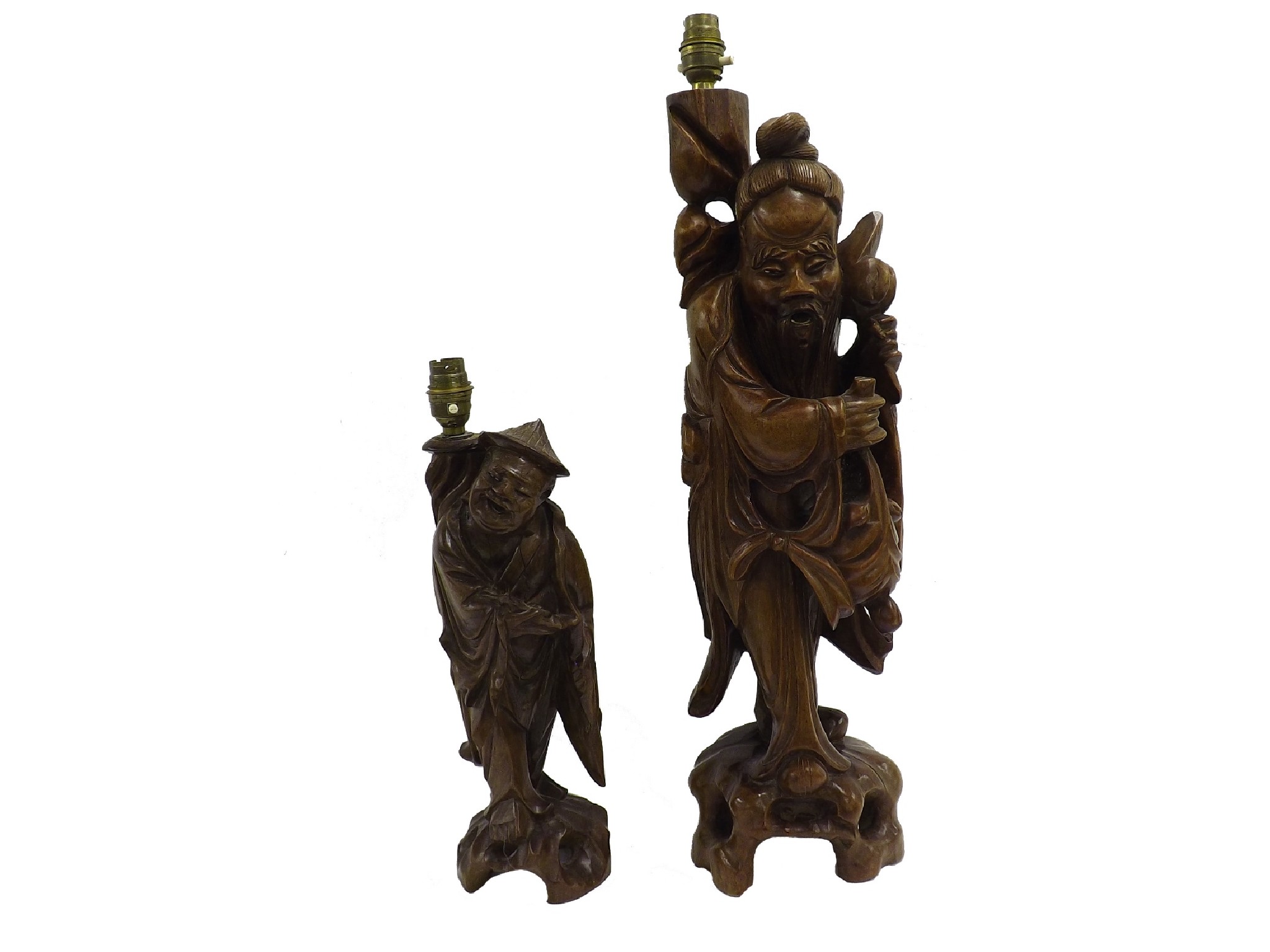 Appraisal: Large carved Oriental figure of a sage converted into a