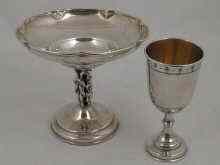 Appraisal: A white metal marked silver bon bon dish on single